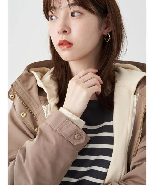 earth music&ecology(アースミュージックアンドエコロジー)の「3wayマウンテンパーカー(スウェット) *(マウンテンパーカー・レディース・ベージュ/ブラック・L/M)」の5枚目の写真