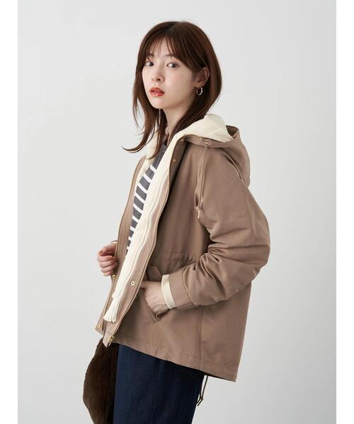 earth music&ecology(アースミュージックアンドエコロジー)の「3wayマウンテンパーカー(スウェット) *(マウンテンパーカー・レディース・ベージュ/ブラック・L/M)」の18枚目の写真