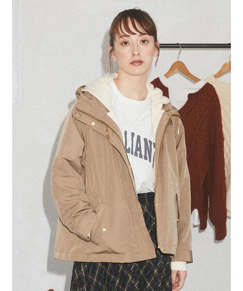 earth music&ecology(アースミュージックアンドエコロジー)の「3wayマウンテンパーカー(スウェット) *(マウンテンパーカー・レディース・ベージュ/ブラック・L/M)」の1枚目の写真