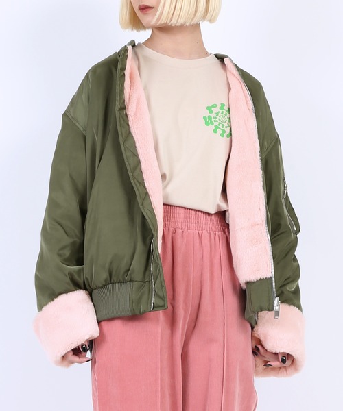 PUNYUS（プニュズ）の「リバーシブルMA-1（MA-1・レディース・カーキ/ブラック/グレー・1/3/4/2）」の3枚目の写真