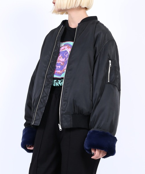 PUNYUS（プニュズ）の「リバーシブルMA-1（MA-1・レディース・カーキ/ブラック/グレー・1/3/4/2）」の2枚目の写真