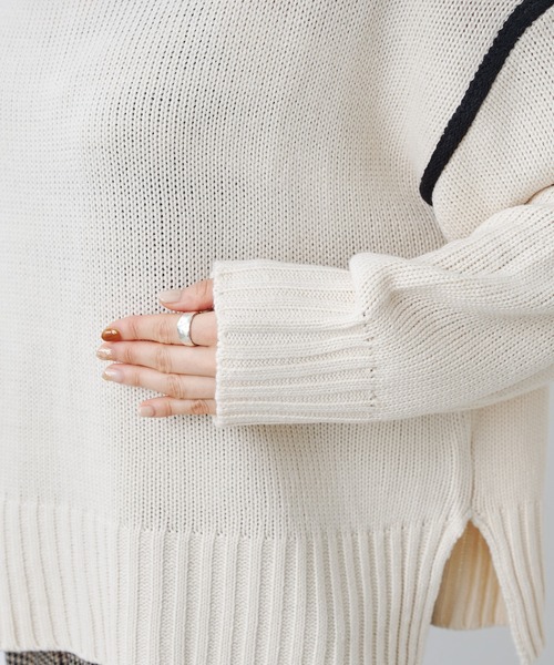 prose verse（プロズヴェール）の「配色リンキングボトルネックニット（ニット/セーター・レディース・オフホワイト/ブラック/ベージュ・MEDIUM）」の8枚目の写真