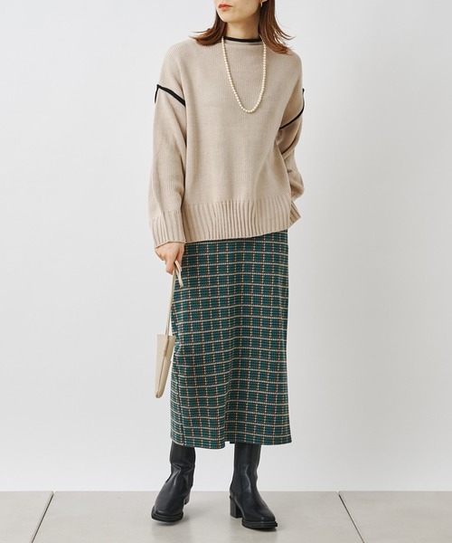 prose verse（プロズヴェール）の「配色リンキングボトルネックニット（ニット/セーター・レディース・オフホワイト/ブラック/ベージュ・MEDIUM）」の6枚目の写真