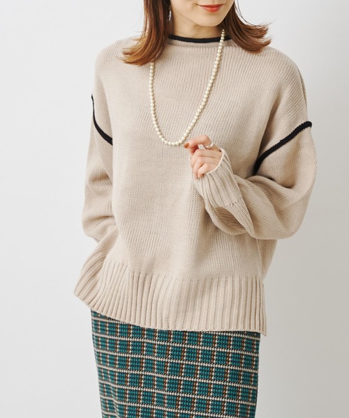 prose verse（プロズヴェール）の「配色リンキングボトルネックニット（ニット/セーター・レディース・オフホワイト/ブラック/ベージュ・MEDIUM）」の16枚目の写真