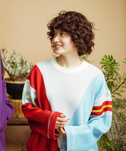 masterkey（マスターキー）の「masterkey マスターキー / PALETE ビッグシルエットパレットカラーコットンニット / MK22S-K-12（ニット/セーター・メンズ・ブラック系その他/ホワイト系その他/イエロー系その他・1/2）」の2枚目の写真