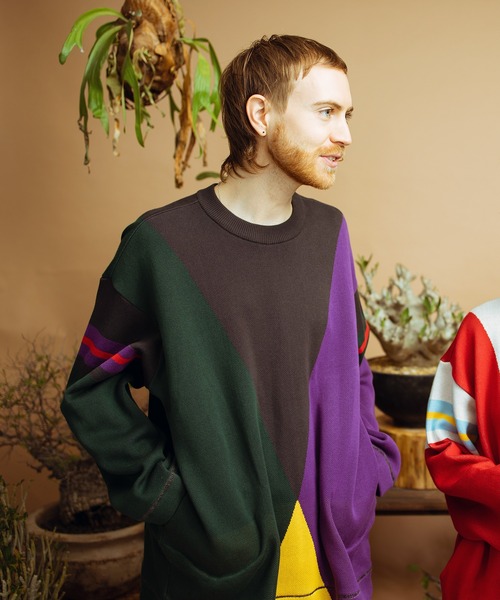 masterkey（マスターキー）の「masterkey マスターキー / PALETE ビッグシルエットパレットカラーコットンニット / MK22S-K-12（ニット/セーター・メンズ・ブラック系その他/ホワイト系その他/イエロー系その他・1/2）」の3枚目の写真