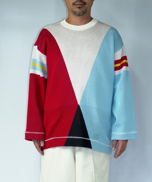 masterkey（マスターキー）の「masterkey マスターキー / PALETE ビッグシルエットパレットカラーコットンニット / MK22S-K-12（ニット/セーター・メンズ・ブラック系その他/ホワイト系その他/イエロー系その他・1/2）」の10枚目の写真