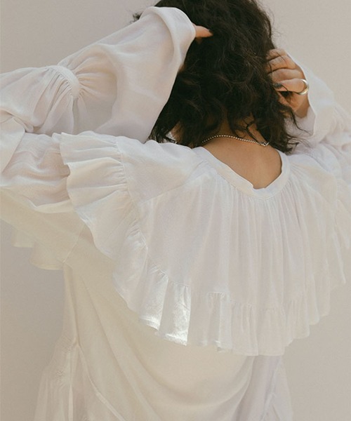 ETRE TOKYO（エトレトウキョウ）の「フレアネックフリルブラウス（シャツ/ブラウス・レディース・ホワイト/イエロー・FREE）」の10枚目の写真