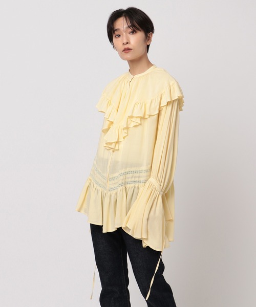 ETRE TOKYO（エトレトウキョウ）の「フレアネックフリルブラウス（シャツ/ブラウス・レディース・ホワイト/イエロー・FREE）」の15枚目の写真