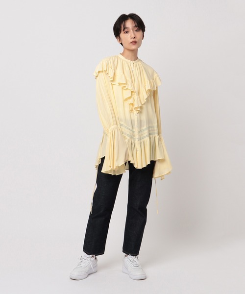 ETRE TOKYO（エトレトウキョウ）の「フレアネックフリルブラウス（シャツ/ブラウス・レディース・ホワイト/イエロー・FREE）」の12枚目の写真