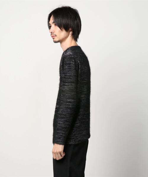 TORNADO MART（トルネードマート）の「TORNADO MART∴レーヨンウール縮絨ニット（ニット/セーター・メンズ・ライトグレー/ダークグリーン・LARGE/MEDIUM）」の3枚目の写真