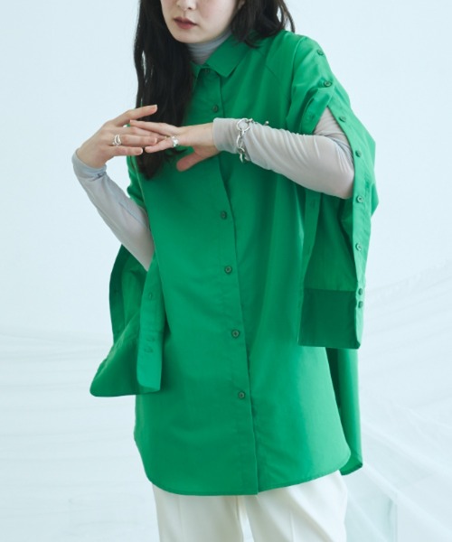 VACANCY(ヴァカンシー)の「マルチウェイショルダーカラーシャツ(シャツ/ブラウス・レディース・ホワイト/グリーン/ピンク・FREE)」の2枚目の写真