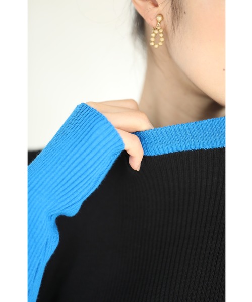 cawaii(カワイイ)の「(黒)手元まで暖かい指穴袖のニットカットソートップス(ニット/セーター・レディース・ブラック・FREE)」の4枚目の写真