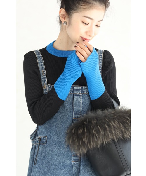 cawaii(カワイイ)の「(黒)手元まで暖かい指穴袖のニットカットソートップス(ニット/セーター・レディース・ブラック・FREE)」の17枚目の写真
