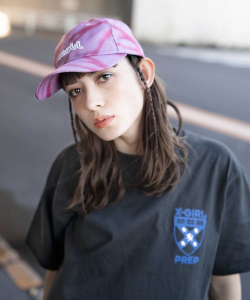 X-girl（エックスガール）の「TIE DYE CAP（キャップ・レディース・ホワイト/ブラック/ピンク・ONE SIZE）」の4枚目の写真