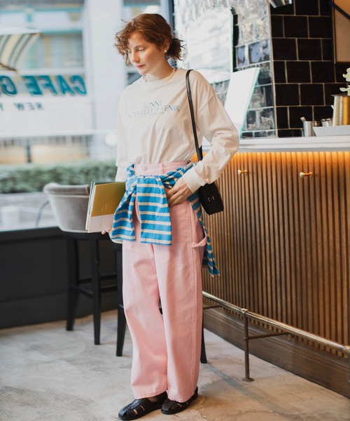 BONLECILL（ボンルシール）の「ツイルカラーハイウエストペインターパンツ（その他パンツ・レディース・ピンク/カーキ/ベージュ/アイボリー/ブルー系/ネイビー系・S/M/L）」の22枚目の写真