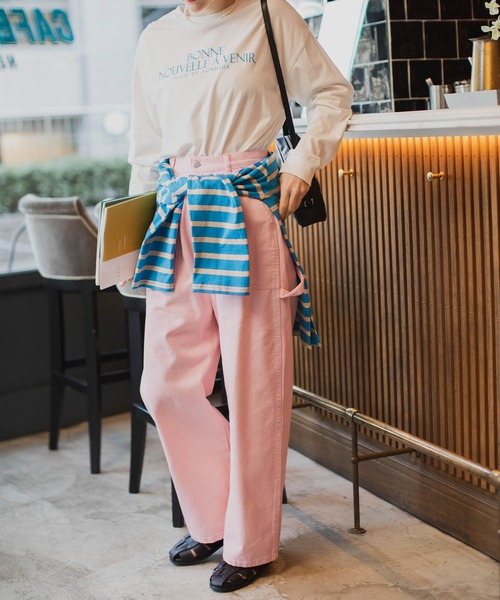 BONLECILL（ボンルシール）の「ツイルカラーハイウエストペインターパンツ（その他パンツ・レディース・ピンク/カーキ/ベージュ/アイボリー/ブルー系/ネイビー系・S/M/L）」の20枚目の写真