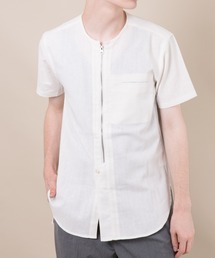 MGV（エムジーヴィー）の「綿麻　フロントファスナー前開き　半袖シャツ（シャツ/ブラウス）」