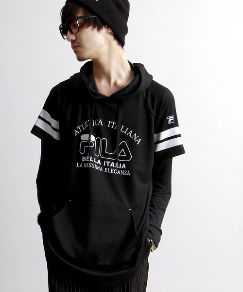 WEGO（ウィゴー）の「∴WEGO/FILAメッシュレイヤーTパーカー（パーカー・メンズ・ホワイト/ブラック・LARGE/MEDIUM）」の2枚目の写真