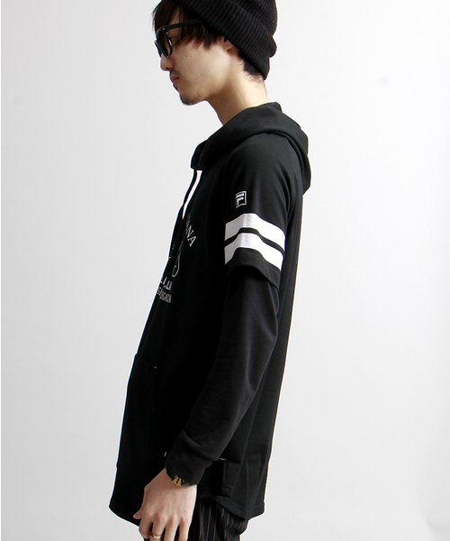 WEGO（ウィゴー）の「∴WEGO/FILAメッシュレイヤーTパーカー（パーカー・メンズ・ホワイト/ブラック・LARGE/MEDIUM）」の4枚目の写真