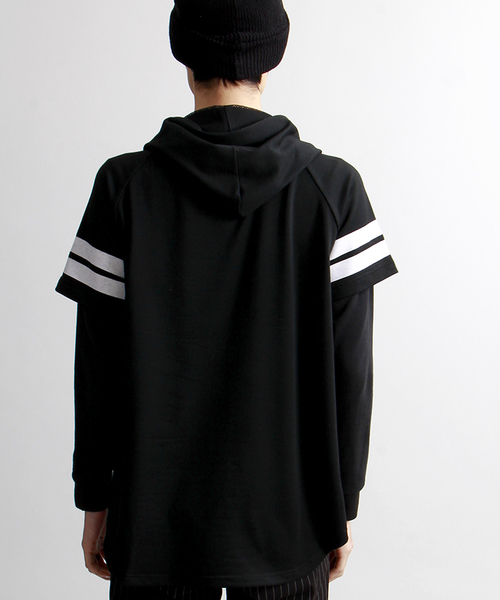 WEGO（ウィゴー）の「∴WEGO/FILAメッシュレイヤーTパーカー（パーカー・メンズ・ホワイト/ブラック・LARGE/MEDIUM）」の5枚目の写真