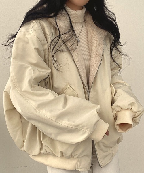 Doula Doula（ドゥーラドゥーラ）の「ファーリバーシブルブルゾン（ブルゾン・レディース・ブラック/ベージュ/ブルー・FREE）」の10枚目の写真