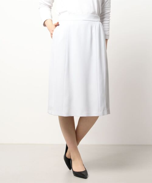 【セール】m.f.エディトリアル レディース ダブルクロス セットアップ フレアースカート ライトグレー （セットアップアイテムございます）（スーツスカート）｜m.f.editorial（エムエフエディトリアル）