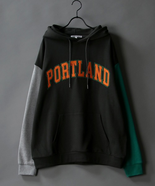 SITRY（シトリー）の「wide silhouette college design sweat hoodie/ワイドシルエット カレッジデザイン スウェット フーディー/パーカー（パーカー・メンズ・グレー系その他/グリーン/ブルー/オフホワイト/杢グレー/ブラック系その他・L/M）」の2枚目の写真