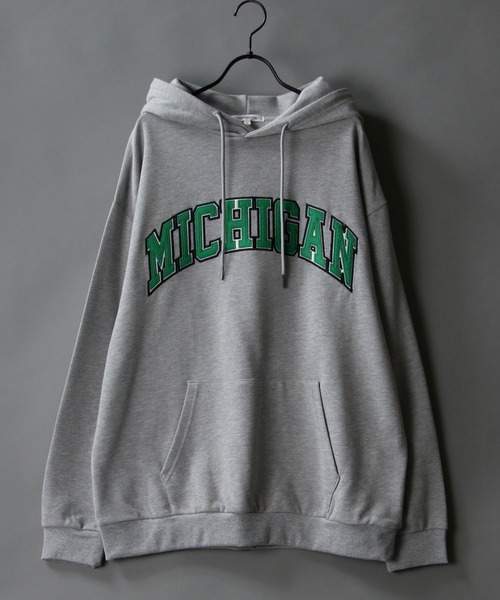 SITRY（シトリー）の「wide silhouette college design sweat hoodie/ワイドシルエット カレッジデザイン スウェット フーディー/パーカー（パーカー・メンズ・グレー系その他/グリーン/ブルー/オフホワイト/杢グレー/ブラック系その他・L/M）」の3枚目の写真