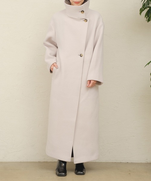 ONEME（ワンム）の「【 ONEME 】 スタンドカラーロングコート（その他アウター・レディース・グレイッシュベージュ・FREE）」の7枚目の写真