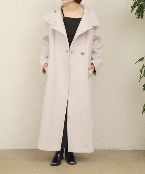 ONEME（ワンム）の「【 ONEME 】 スタンドカラーロングコート（その他アウター・レディース・グレイッシュベージュ・FREE）」の13枚目の写真