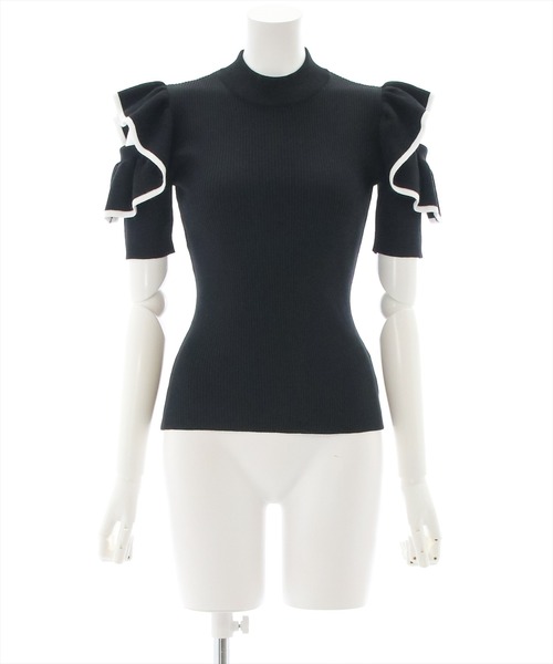 clear（クリア）の「オープンショルダーフリルニットトップス（ニット/セーター・レディース・ブラック/オフホワイト/ラベンダー・F）」の16枚目の写真