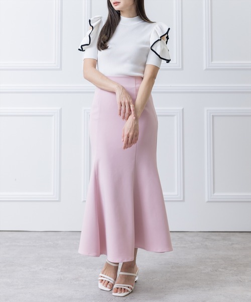 clear（クリア）の「オープンショルダーフリルニットトップス（ニット/セーター・レディース・ブラック/オフホワイト/ラベンダー・F）」の5枚目の写真