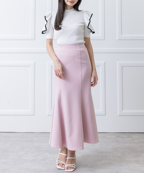 clear（クリア）の「オープンショルダーフリルニットトップス（ニット/セーター・レディース・ブラック/オフホワイト/ラベンダー・F）」の4枚目の写真