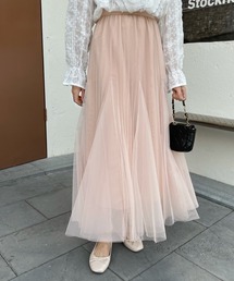 emi+ | タック切り替えボリュームプリーツチュールスカート(スカート)