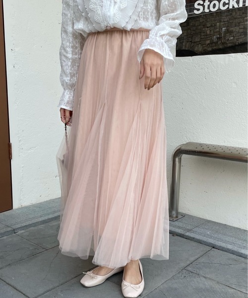 emi+（エミプラス）の「タック切り替えボリュームプリーツチュールスカート（スカート・レディース・グレー/ライトグリーン/ピンクベージュ/ブラック・FREE）」の20枚目の写真