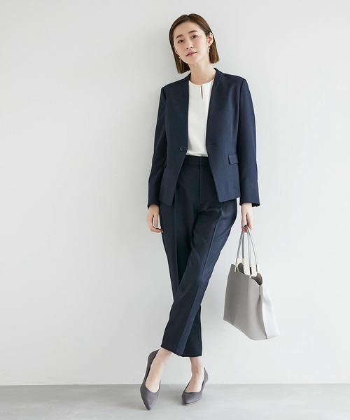 【UVカット&マシンウォッシャブル】リネンライクタックテーパードパンツ