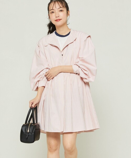 FREAK'S STORE（フリークスストア）の「バルーンスリーブフレアミニワンピース(バンドカラーシャツワンピース)（シャツワンピース・レディース・ホワイト/ブラック/サックスブルー/ピンク/マスタード・ﾌﾘ-）」の19枚目の写真