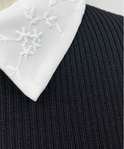 PICCIN（ピッチン）の「刺繍襟付きリブニット(取り外し可能)（ニット/セーター・レディース・ブラック/ネイビー/オフホワイト・M）」の21枚目の写真