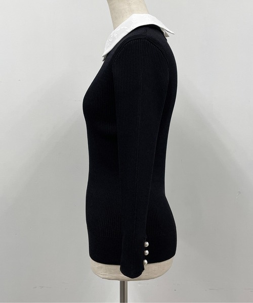 PICCIN（ピッチン）の「刺繍襟付きリブニット(取り外し可能)（ニット/セーター・レディース・ブラック/ネイビー/オフホワイト・M）」の14枚目の写真