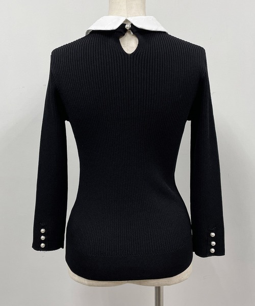 PICCIN（ピッチン）の「刺繍襟付きリブニット(取り外し可能)（ニット/セーター・レディース・ブラック/ネイビー/オフホワイト・M）」の20枚目の写真