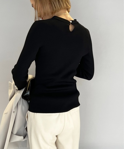 PICCIN（ピッチン）の「刺繍襟付きリブニット(取り外し可能)（ニット/セーター・レディース・ブラック/ネイビー/オフホワイト・M）」の10枚目の写真