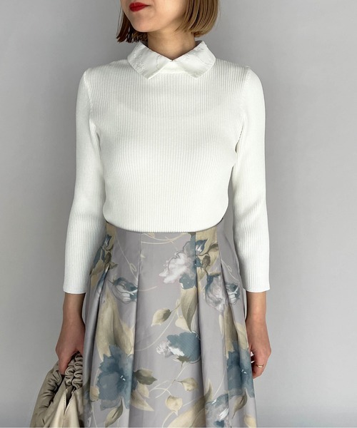 PICCIN（ピッチン）の「刺繍襟付きリブニット(取り外し可能)（ニット/セーター・レディース・ブラック/ネイビー/オフホワイト・M）」の5枚目の写真