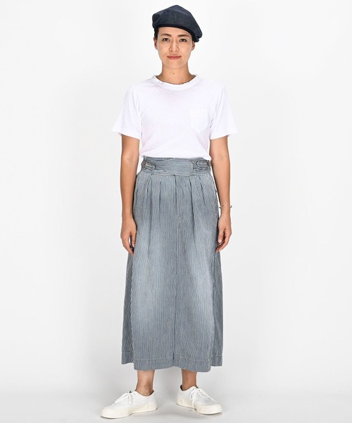 45R（フォーティファイブアール）の「デニムのグルカスカート（加工）（デニムスカート・レディース・ストライプ/インディゴブルー・MEDIUM/LARGE）」の6枚目の写真