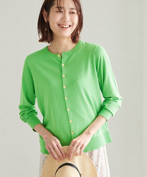 【WEB限定カラー:ネイビー】UVカット＆洗濯機OK/クルーネックカーディガン