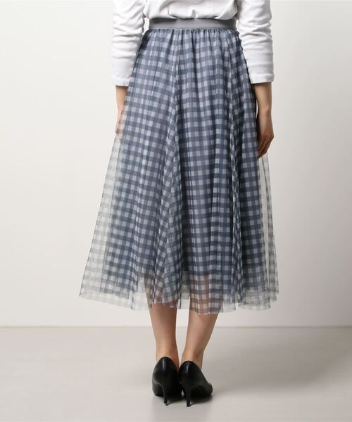 Q（キュー）の「ギンガムチェックチュールスカート（スカート・レディース・ブラック系その他/ブルー系その他・MEDIUM）」の4枚目の写真