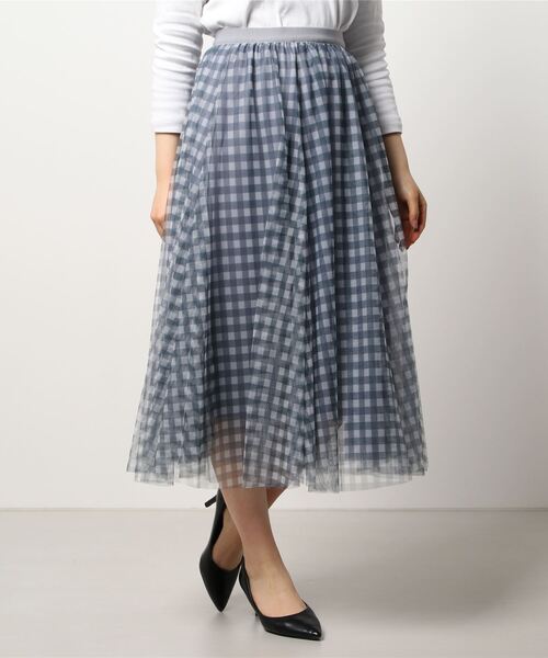 Q（キュー）の「ギンガムチェックチュールスカート（スカート・レディース・ブラック系その他/ブルー系その他・MEDIUM）」の5枚目の写真