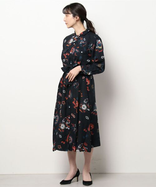 チャイハネ（チャイハネ）の「【チャイハネ】サンティーシャツワンピース（シャツワンピース・レディース・ターコイズブルー/パープル/カーキ/ブラック/ベージュ・FREE）」の6枚目の写真