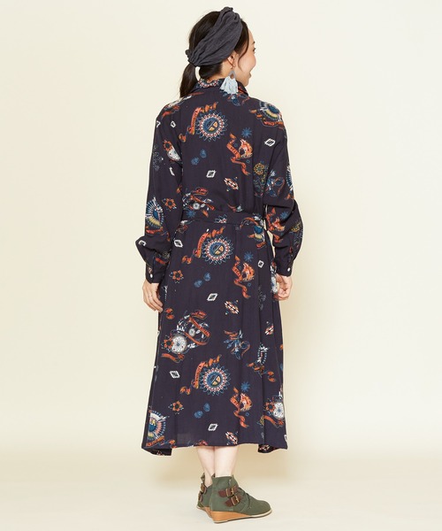 チャイハネ（チャイハネ）の「【チャイハネ】サンティーシャツワンピース（シャツワンピース・レディース・ターコイズブルー/パープル/カーキ/ブラック/ベージュ・FREE）」の10枚目の写真