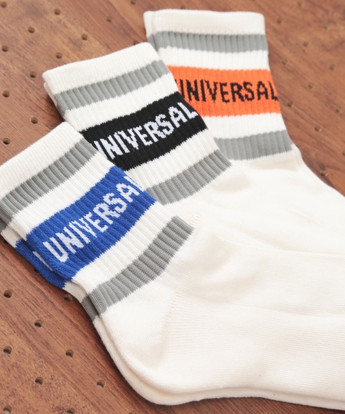 UNIVERSAL OVERALL(ユニバーサルオーバーオール)の「【UNIVERSALOVERALL/ユニバーサルオーバーオール】トップラインロゴ入りクォ-ターソックス(靴下) 3足組(ソックス/靴下・メンズ・ホワイト/ブラック・FREE)」の2枚目の写真